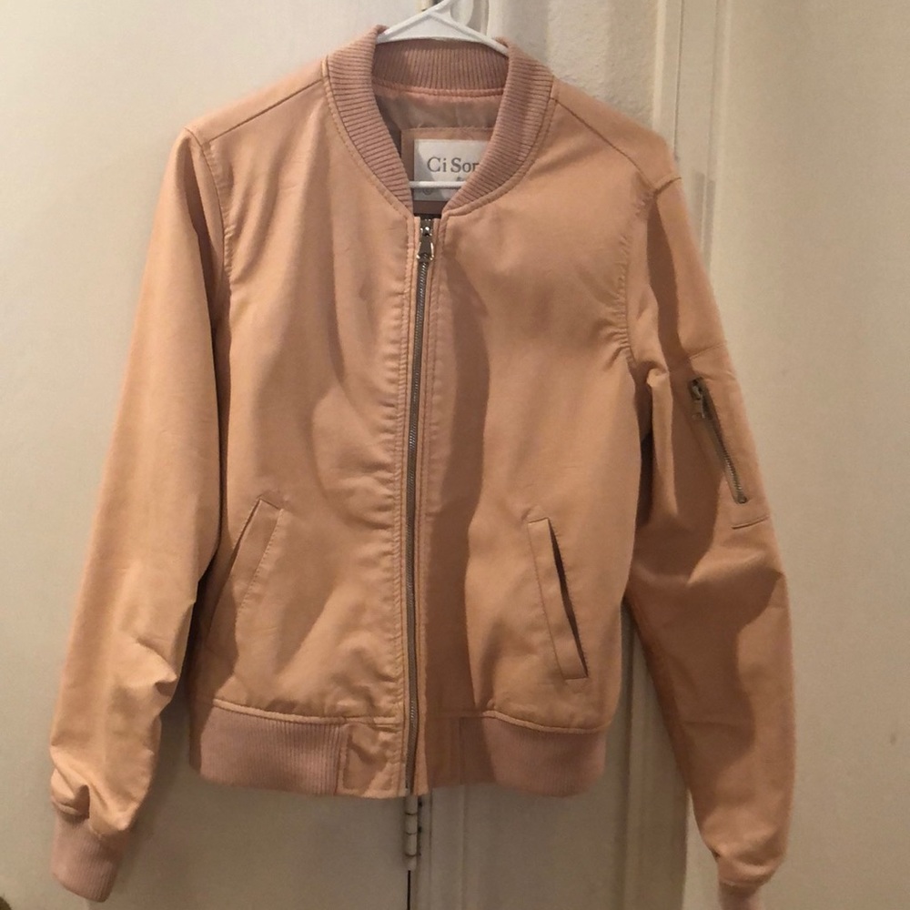 Faux leather bomber jacket